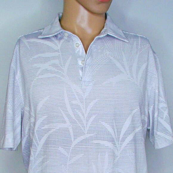 Mens Nat Nast Tropical Print Gray Knit Polo Shirt - Picture 4 of 11